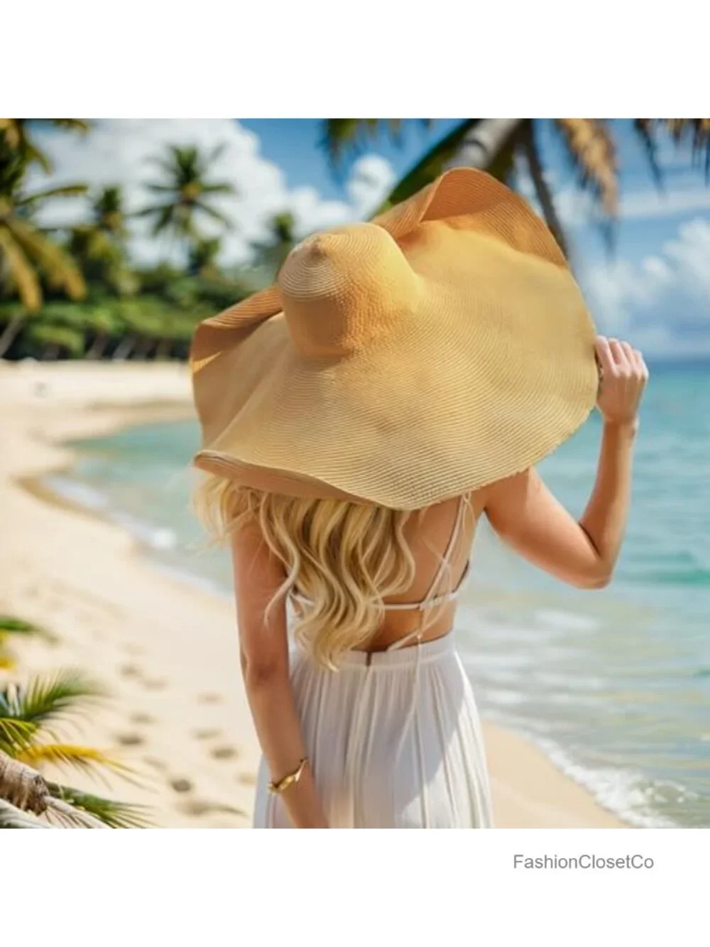 Oversized Straw Sun Hat Wide Brim Floppy Roll Up Foldable Beach Visor Hat